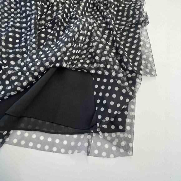 Cynthia Steffe Mesh Ruffle Dress 6 Coquette Retro Pinup Doll Polka Dot 50s Vibe - Picture 6 of 7